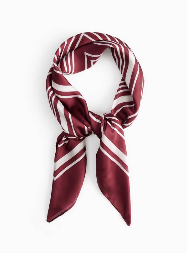 Burgundy Geo Print Satin Scarf One Size